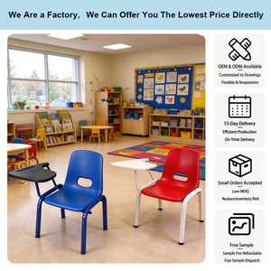 Chaise de formation pour maternelle avec tablette d'écriture à accoudoirs pliables, ergonomique, en plastique, empilable, pour utilisation en classe préscolaire - Product Image 2