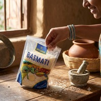 Sachet en plastique laminé de qualité alimentaire avec impression personnalisée, résistant à l'humidité, à fermeture arrière, pour l'emballage de graines, de haricots, de riz basmati, pour la vente au détail