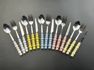 Hot bán gốm sứ ngọc trai xử lý <span class=keywords><strong>Flatware</strong></span> thép không gỉ dao kéo đặt muỗng dao và nĩa 3 cái thiết lập sử dụng cho máy rửa chén - Product Image 6