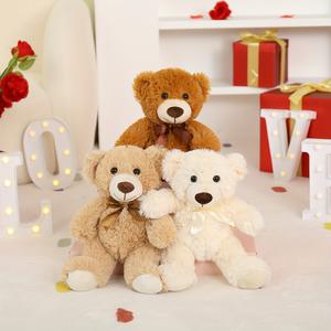 Toptan yüksek kalite sıcak 35cm yumuşak oyuncak ayılar toplu doldurulmuş hayvanlar ipek yay ile renkli pembe kahverengi ayılar doğum günü hediyesi - Product Image 2
