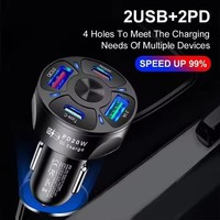 Cargador de Coche Rápido al por Mayor, 5V 3.1A, 2 USB, 2 PD 20W, 4 Puertos, Cargador Universal de Viaje para Móviles, Carga Rápida para iPhone 16 15 14 13