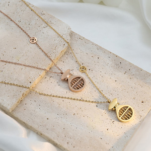 Korean Style Abacus Money Bag Necklace 18k Gold Plated Zinc Alloy Chain For Women Gift Jewelry - Product Image 2