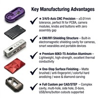 Coque en alliage d'aluminium usinée CNC OEM, anodisation dure multicolore, finition mate texturée, électronique, avec logo personnalisé pour l'usinage