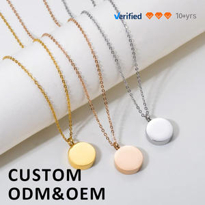 Pendentif médaillon rond en acier inoxydable le plus vendu, lisse, pour cheveux ou parfum, collier commémoratif - Product Image 1