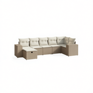 Ensemble de canapés modulaires de jardin en polyrotin beige, mobilier d'extérieur, design contemporain, résistant à l'eau - Product Image 1