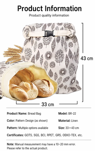Sacs de rangement en coton doublés de cire d'abeille naturelle, hermétiques, pour conserver la fraîcheur, sacs à pain réutilisables en cire d'abeille pour la maison - Product Image 5
