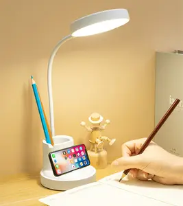 Luminária de mesa de cabeceira inteligente, recarregável, led, moderna, proteção para os olhos, para estudo, com suporte para caneta