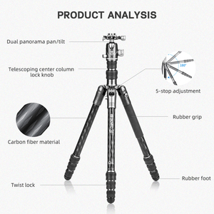 Miễn Phí Vận Chuyển Dây Đeo Máy Ảnh DSLR Du Lịch Bằng Sợi Carbon Bat 4 Phần Chân Máy Có Thể Chuyển Đổi Thành Chân Máy Đơn - Product Image 2