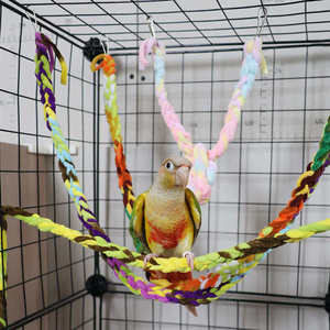 Échelle à grimper en corde de coton colorée, pont balançoire pour perroquets, ara, petits oiseaux - Design mignon, moderne et réaliste - Product Image 6