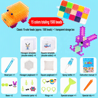 Perles Magiques à l'Eau en Gros, 15 Couleurs, 1500 Perles, Kit de Bricolage DIY, Ensemble de Perles à Pulvériser Sans Repassage, Jouet Éducatif pour Enfants