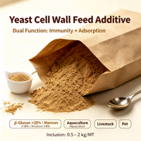 Additif alimentaire à base de paroi cellulaire de levure, haute stabilité thermique, modulateur immunitaire, capture des agents pathogènes pour les aliments des volailles, des porcs et des animaux aquatiques