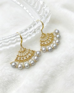 Ensemble de bijoux Lerca en or massif 18 carats, dentelle tissée, perle naturelle <span class=keywords><strong>Madama</strong></span>, bijoux fins AU750, vente en gros - Product Image 2