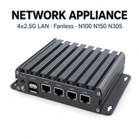 Dispositivo de Red, Mini PC Sin Ventilador con 4 Puertos LAN de 2.5G, 12.ª Generación N100 N150 N305, 1*DDR5, Router X86, Firewall, PC Industrial OEM