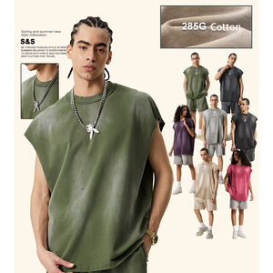 285G Cotton <strong>Men</strong> and Women <strong>Vest</strong> for Summer Casual Sports American Sizes Sleeveless Oversize Tank Top - Product Image 4