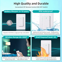 Kit Interrupteur sans Fil IP66 et Récepteur 10A, sans Câblage Requis, Commande à Distance pour Plafonniers et Lampes LED