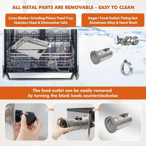 Hachoir à viande électrique commercial <span class=keywords><strong>Anatole</strong></span>, 1,3 CV, 950 W, robuste, en acier inoxydable, avec 4 plaques de broyage, 2 - Product Image 4