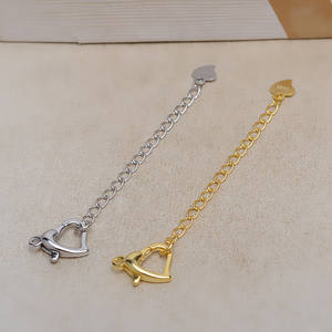 Boucle en argent S925 en forme de cœur avec chaîne extensible, matériau réglable pour la fabrication de colliers, boucle de queue assortie, composants de bijoux - Product Image 5