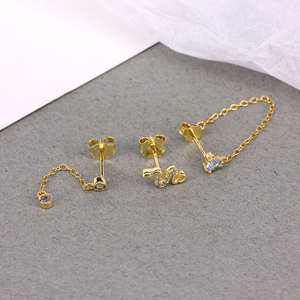 ROXI Ensemble de 3 boucles d'oreilles en zircon bleu, chaîne à pampilles serpent, bijoux en strass pour femmes et filles - Product Image 2