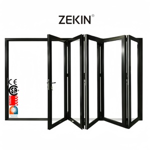 מרפסת חובה אישית כבדה דלתות הזזה עם תריסים אלומיניום דו-קיפול דלת דו-קיפול זכוכית יעילה כפולה - Product Image 2