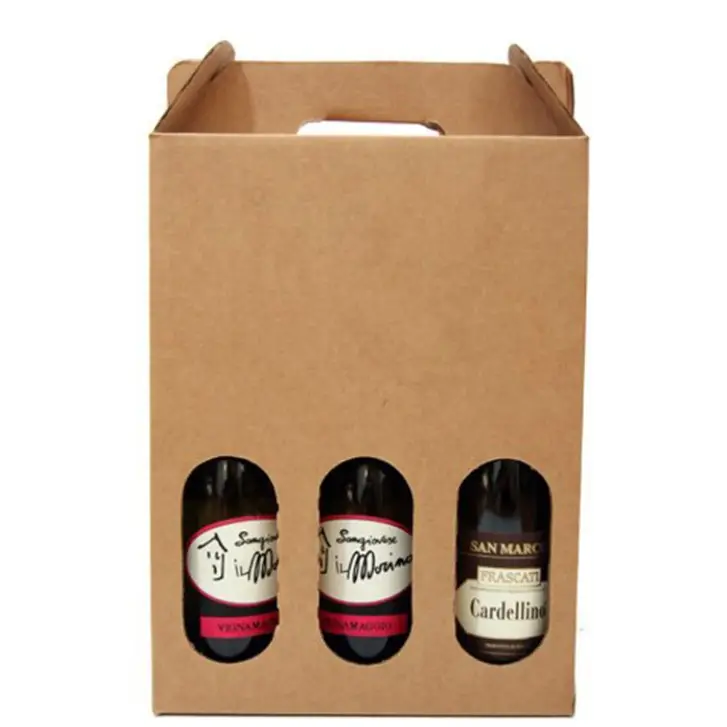 Caixa de vidro personalizada de vinho tinto, embalagem de garrafas de 3 caixas de vinho para presente, cerveja, luxo, envio de papel, papelão
