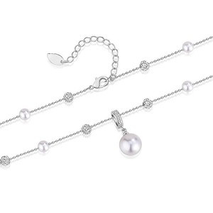 Collier pendentif perle pour femme en argent 925, perle ronde blanche de qualité AAA, forme boule, solitaire, pour usage quotidien - Product Image 3