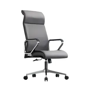 Rikkasi-silla ejecutiva de alta calidad, mobiliario de oficina, silla ergonómica moderna de cuero gris