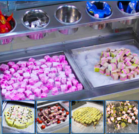 Machine à glace frite commerciale, machine à rouleaux de glace, machine à glace aux fruits pour les boutiques de desserts et les stands de marchés nocturnes