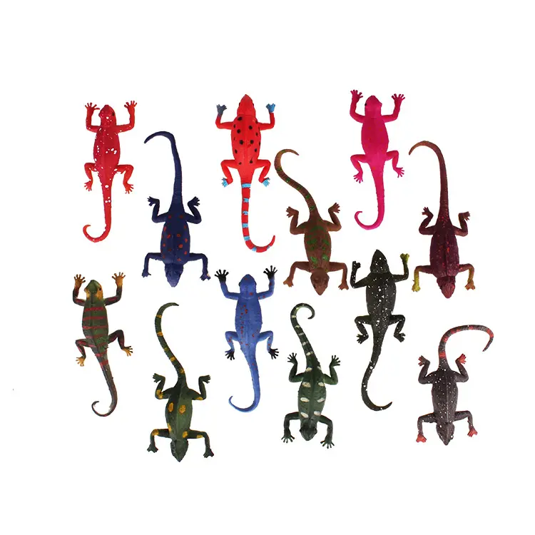 Plastic Rubber Realistic Animals Toy Mini Rubber Lizard Sets with Poison Dart Lizard Toy Figures Forest Animal Figurines