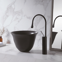 Vasque de salle de bain ronde moderne et minimaliste à poser, en porcelaine artistique, pour salles de bain contemporaines