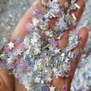 1kg di melma artigianale artigianale con granelli di Natale bianco fiocco di neve con paillettes Mix di argilla polimerica invernale argento spruzza fette - Product Image 4