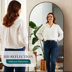 <b>Arched</b> Full-Length Handmade Mirror Aluminum Alloy <b>Frame</b> Wall-Mountable Tempered Glass Art Deco Design Home Decor for Hotels - Product Image 6