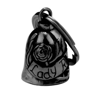 Porte-clés en métal en gros, motif rose, ange gardien argenté, cloche de moto, porte-bonheur, pendentif conduite en toute sécurité, accessoires pour femmes - Product Image 2