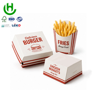 Caja de cartón a prueba de grasa para comida rápida, personalizada con impresión de Hongchang, para hamburguesas, papas fritas, pollo y otros alimentos.