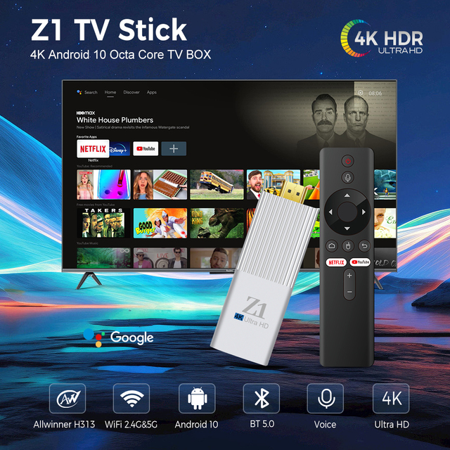 Z1 Smart TV Box Android 10 4K Quad Core 2GB Memory High-Definition Media Player Dual Band WiFi