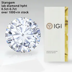 Starsgem IGI Сертифицированный 0,5-0,69 карат круглой формы HPHT лабораторный Выращенный алмаз