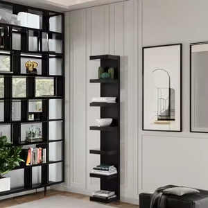 Estantería de pared de madera negra con estilo moderno, estantería pequeña para decoración del hogar, estantería, gran oferta - Product Image 2