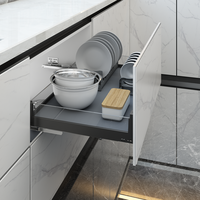 ARTSTEEL Laci Piring Modern yang Dapat Ditarik dengan 2 Rak Multi-Fungsi Soft-Close untuk Piring dan Mangkuk Penyimpanan Kabinet Dapur
