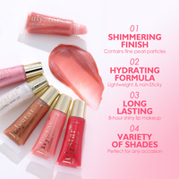 Gloss à lèvres hydratant et nourrissant Julystar Professional Makeup, finition scintillante longue tenue, 5 ml