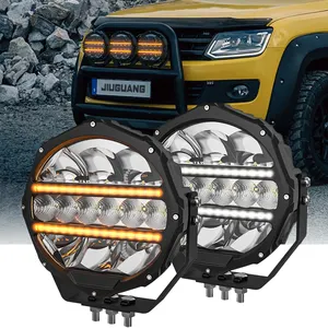 Süper parlak yüksek güç Combo sürüş işın beyaz Amber pozisyon işık DRL 12V 24V yuvarlak nokta Led İş işık kamyon için 9 inç