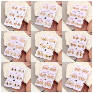 أقراط مجوهرات أنيقة NYH للبيع بالجملة أقراط مرصعة بيان ذهب وردي 18 قيراط حيوان لطيف - Product Image 1