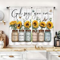 Кухонные шторы Sunflower, 2 панели, желтые, с цветочным узором в стиле фермерского дома, с христианскими цитатами из Библии, короткие, для кафе, на окна, декор