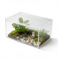 Terrarium en acrylique pour reptiles avec couvercle coulissant ventilé, habitat transparent en acrylique pour lézards, geckos, petits invertébrés