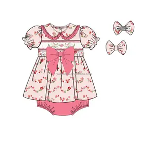 Vestido infantil Puresun de manga bufante para bebês e meninas, roupa de blusa de flores para crianças