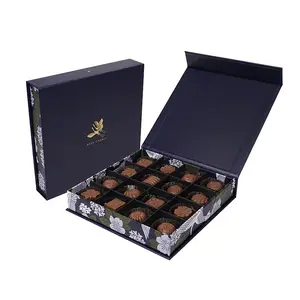 Caixa de chocolate retangular personalizada, caixas luxuosas de celebração dos namorados com divisor, caixa de embalagem de caixa de presente