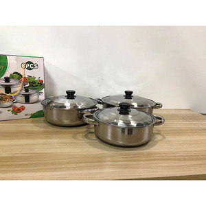 Thép Không Gỉ Súp Đồ Nấu Nướng Bộ Cổ Phiếu Chậu Vòng Nấu Ăn Nồi Với Nắp Súp Chậu Bộ 3 22/24/26Cm - Product Image 2