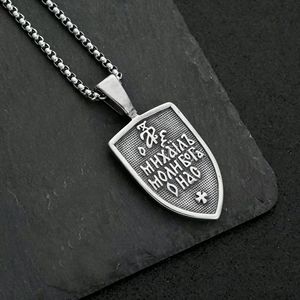 Yunnique – collier avec pendentif bouclier en acier inoxydable pour hommes, design archange Michel, charme protecteur, bijoux à la mode - Product Image 3