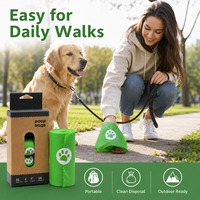 Sacs à déjections canines compostables en PLA en gros, biodégradables et écologiques, en rouleau pour chiens et chats