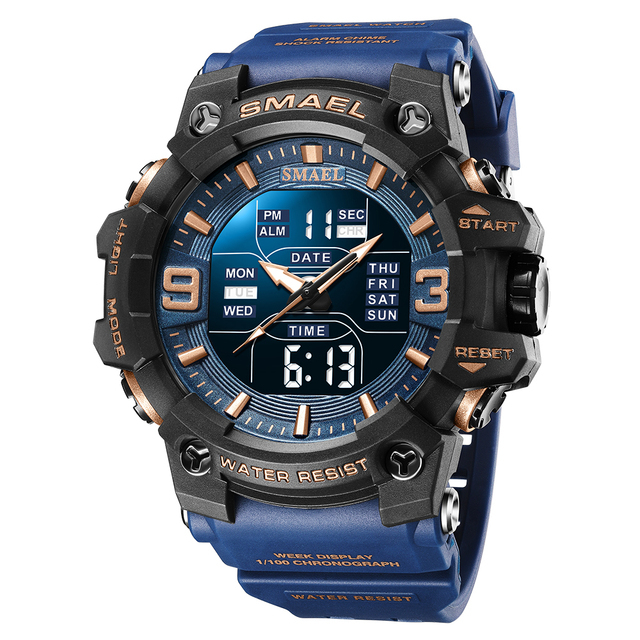 Smael 8049 Mens Shock Dual Display Waterproof Sports Digital Quartz Wrist Watch