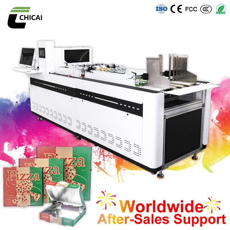 High Speed Single Pass Digital Flatbed Printer Automatic Feeding For Pizza Box Paper Bag Carton 4-Color Dye Ink New