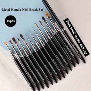 Pinceaux synthétiques pour nail art : liner fin, dégradé ombré à carreaux, plats, ronds, ovales, pour bordure de gel, détails pour French manucure, applicateur acrylique 3D - Product Image 2